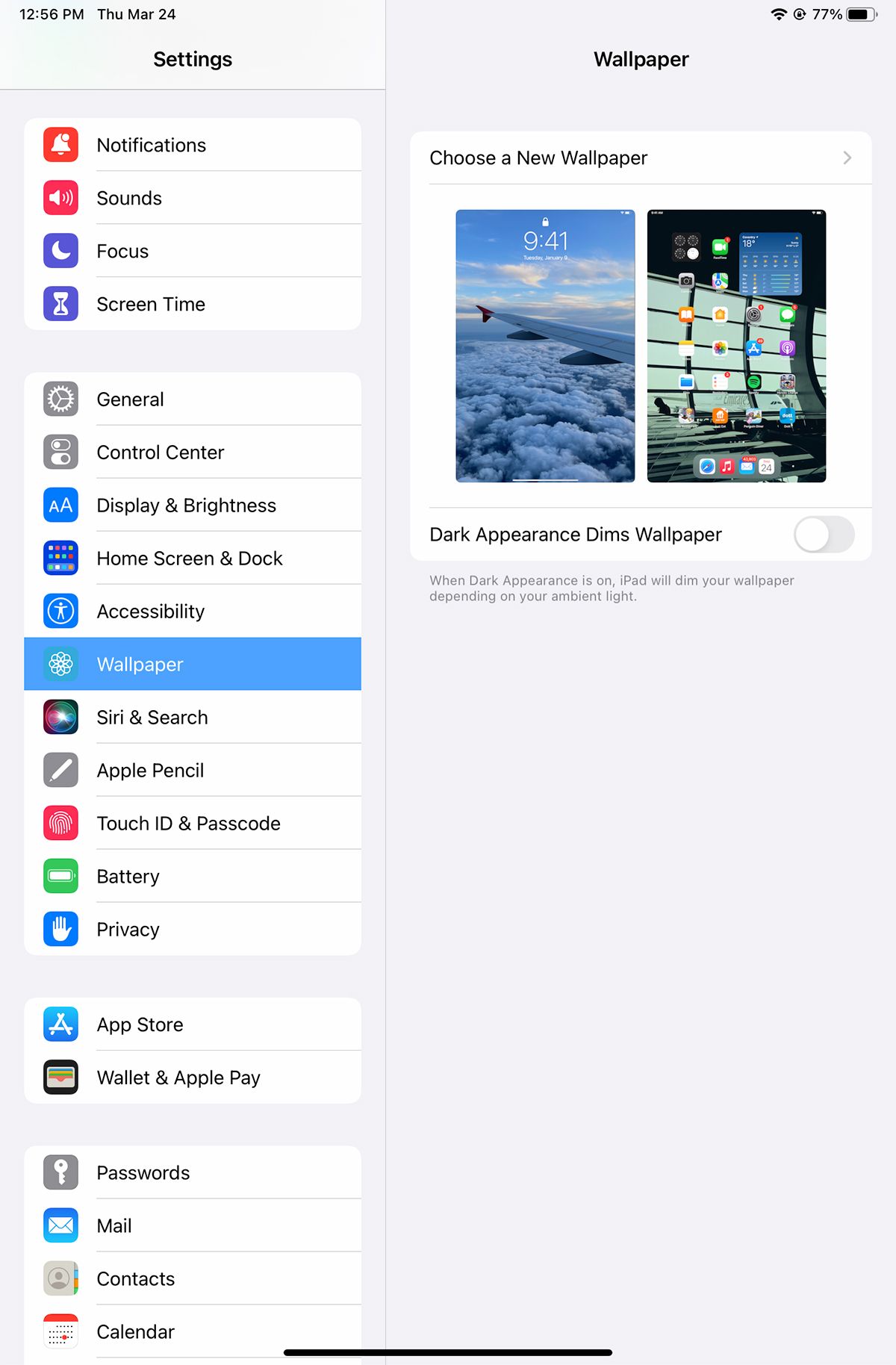 Настройка обоев на iPad