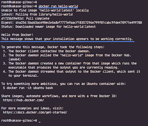 Результат docker run hello-world