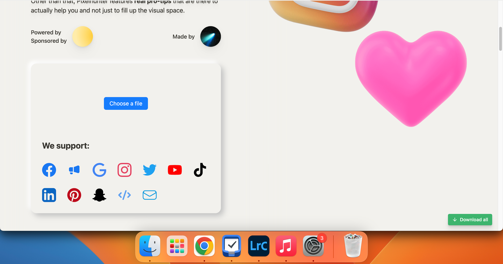 The option to choose new files to upload in Pixelhunter