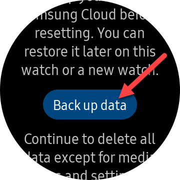 Нажмите «Создать резервную копию» на часах