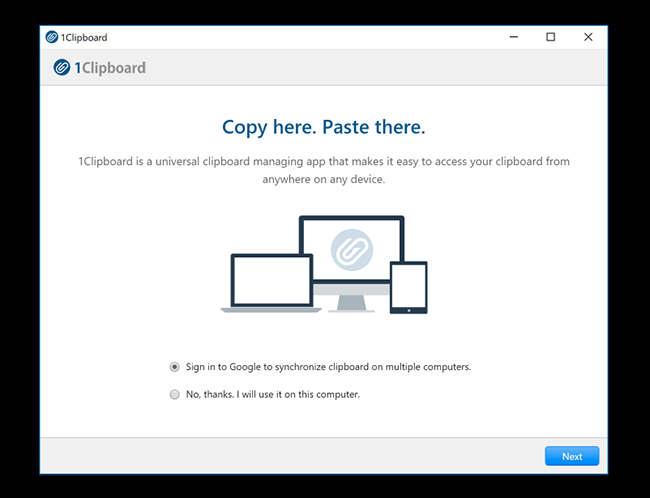 Запрос 1Clipboard о синхронизации буфера обмена или хранении локально