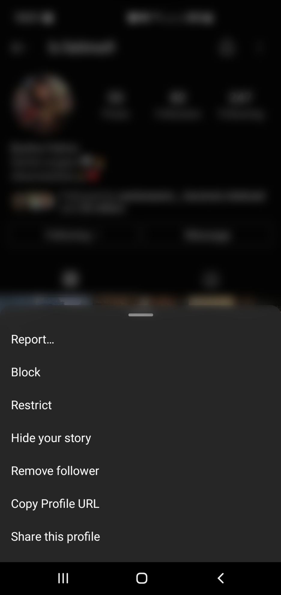 Block user on Instagram