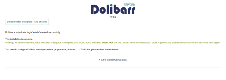 Создание администратора Dolibarr