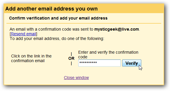 Поле для ввода кода подтверждения