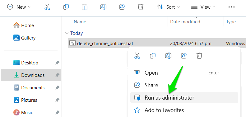 Запуск Chrome Policy Remover с правами администратора