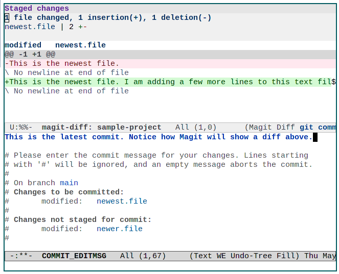 Буфер для сообщения коммита в Magit
