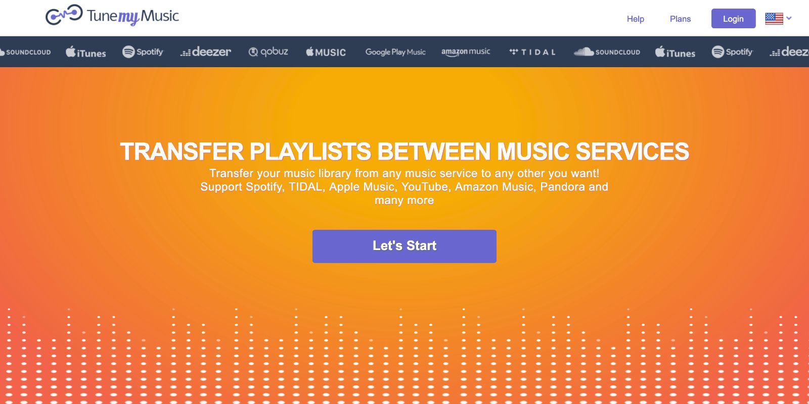 Экран TuneMyMusic