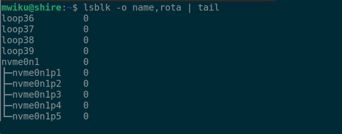отображение типа диска в Linux с помощью lsblk