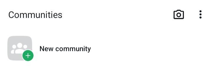 Кнопка Новое сообщество в WhatsApp