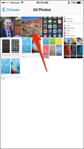 Выбор фотографии из галереи для использования как обои