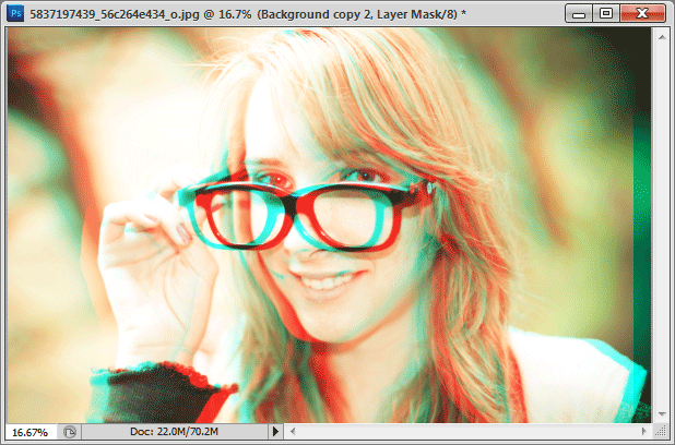 Анимированное изображение демонстрирует маску, скрывающую 3D‑слой на заднем плане
