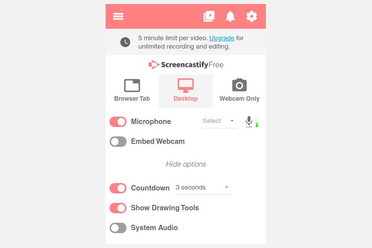 screencastify free chromebook record voice