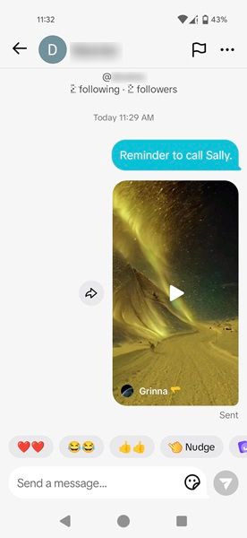 Переписка с самим собой в TikTok для Android.