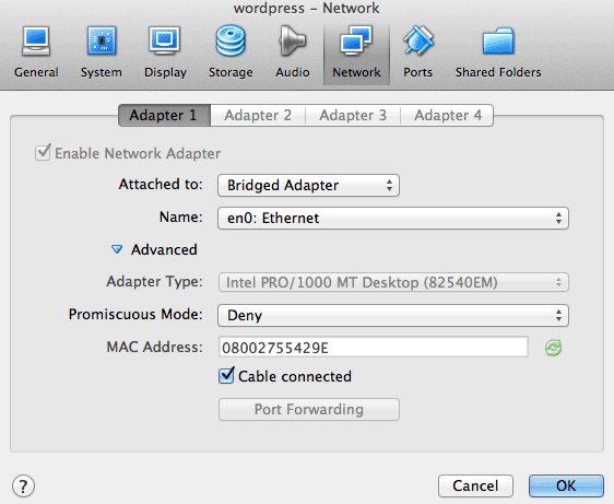 Браузер с индексной страницей Bitnami WordPress