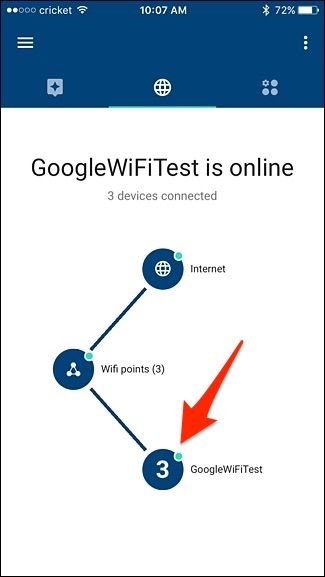 Список подключённых устройств и текущая скорость для каждого