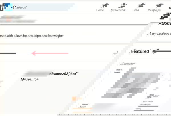 Раздел Рекомендованные в профиле LinkedIn с загруженным резюме