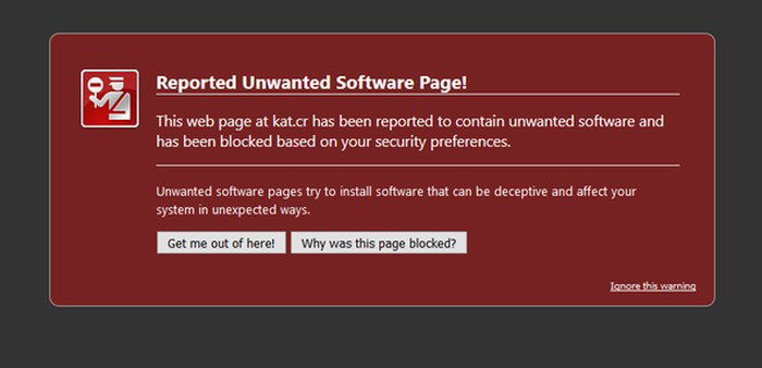 Предупреждение браузера о небезопасном сайте