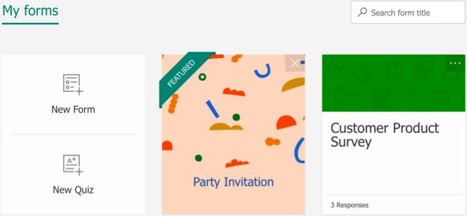 Microsoft Forms My Forms