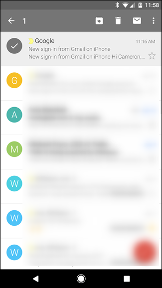 Скриншот: пометка сообщения как важного на мобильном
