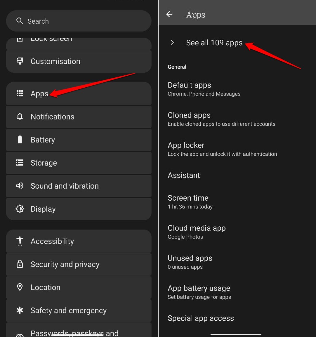 Lista de todas las apps en Android 15