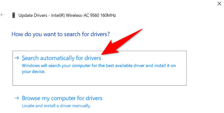 Опция «Автоматический поиск драйверов» в мастере обновления