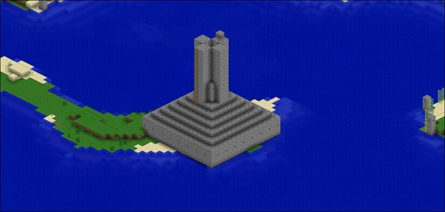 Приближение к постройкам: пример высоты около 60 блоков над уровнем моря