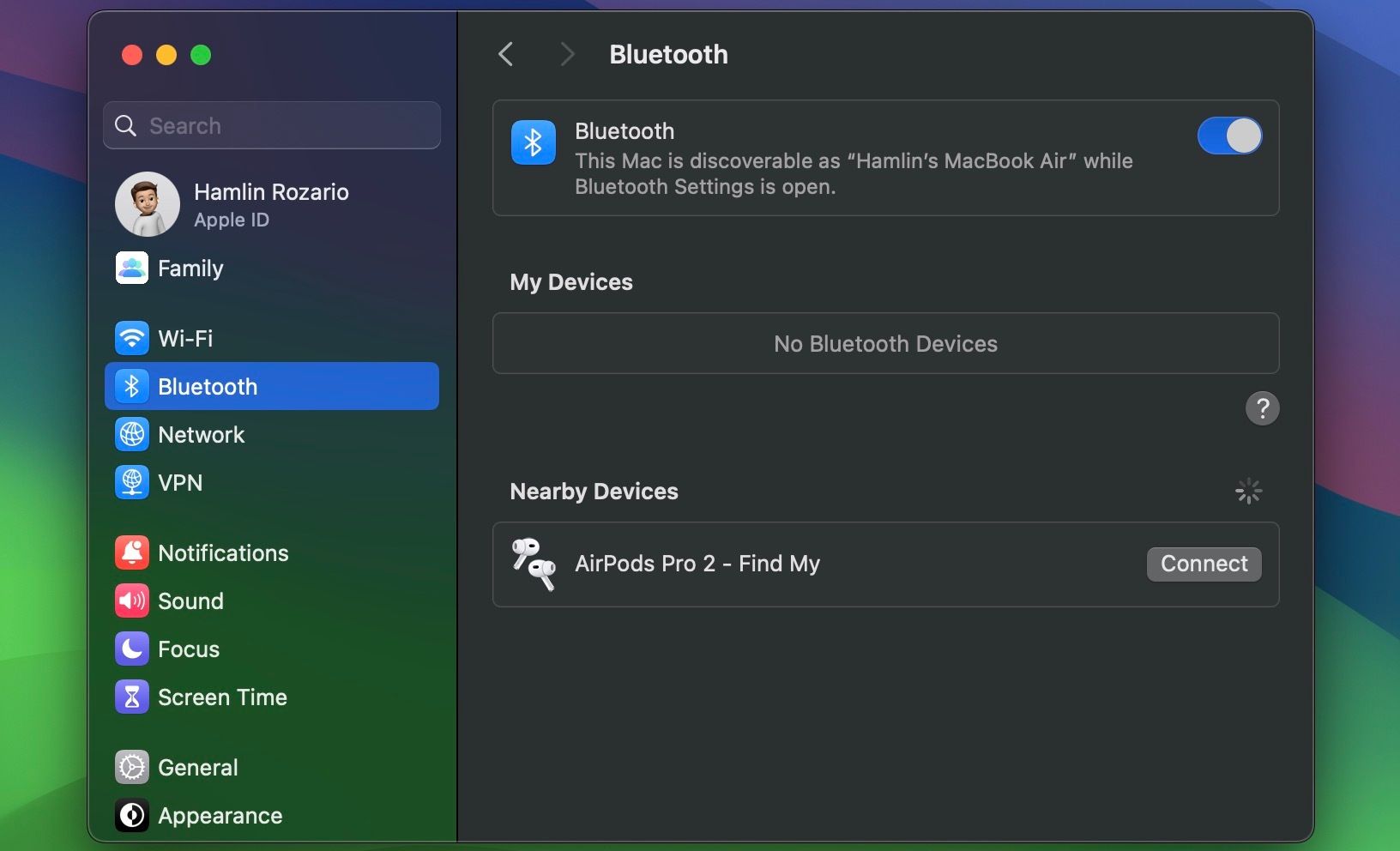 AirPods Pro отображаются в разделе «Близкие устройства» в настройках Bluetooth