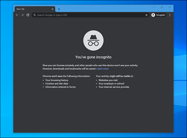 Режим Инкогнито в Google Chrome на Windows 10