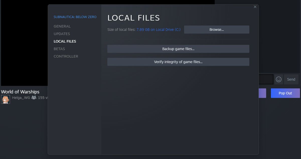 Настройки локальных файлов в Steam