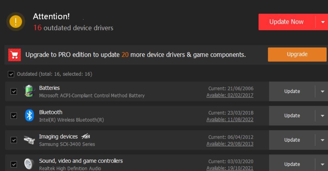 Интерфейс Driver Booster