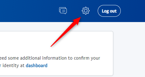 Значок шестерёнки в правом верхнем углу