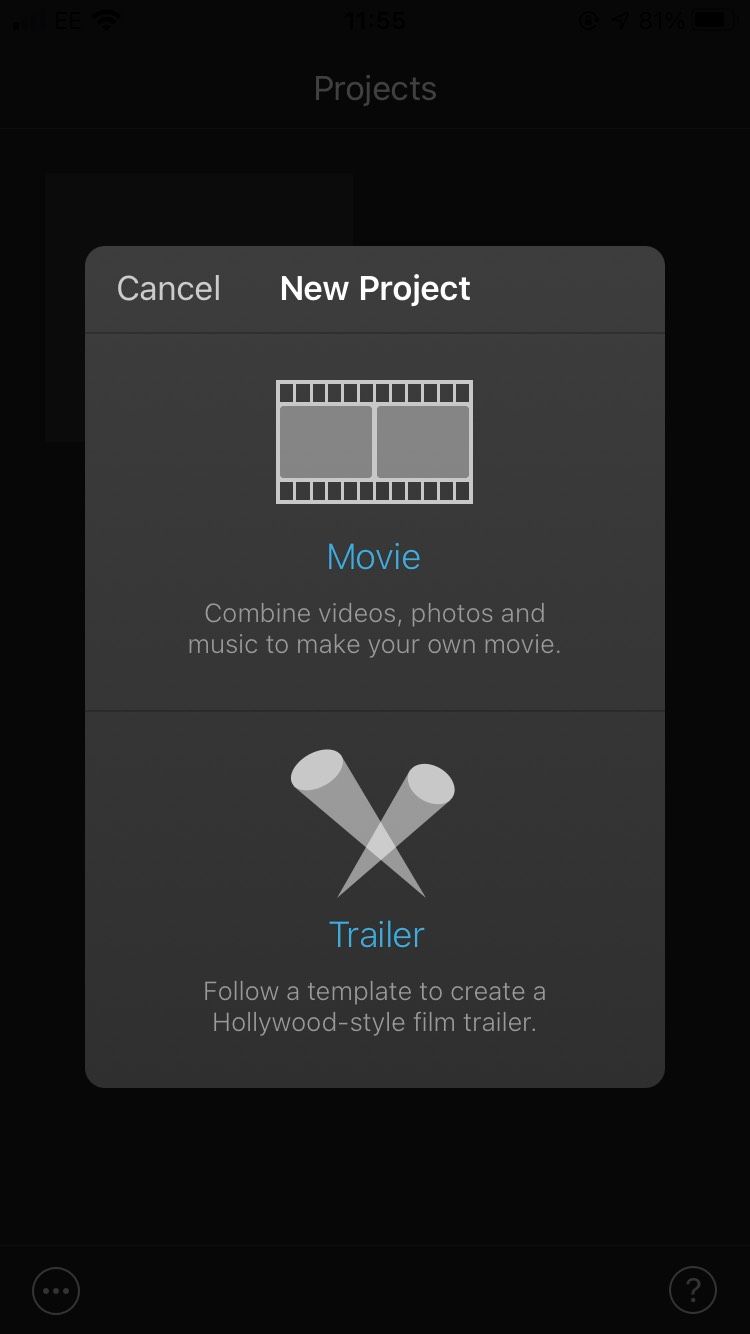 iMovie — создание проекта