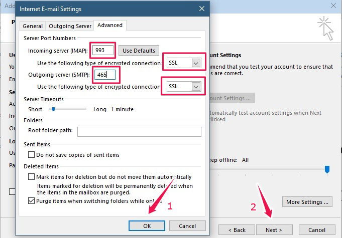 Вкладка Advanced с параметрами шифрования и портов