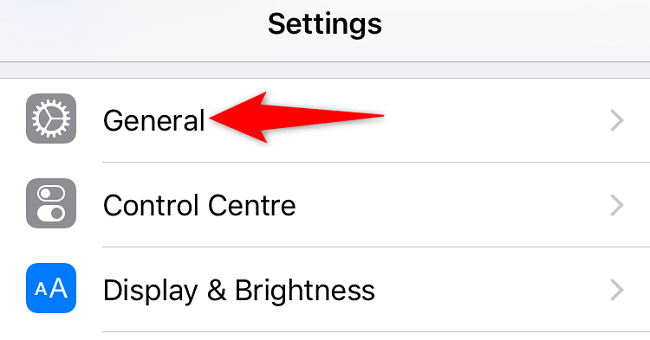 Нажмите «Основные» в Настройках.