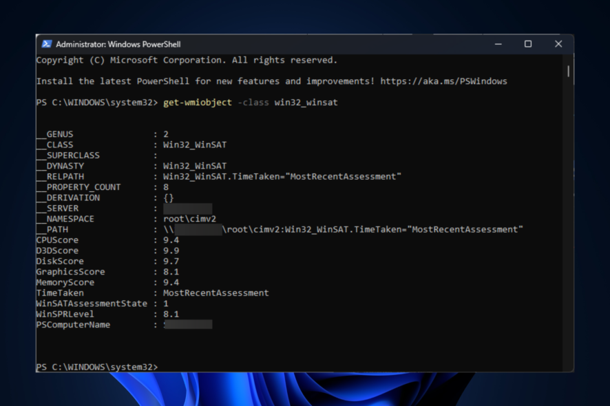 Проверка Windows Experience Index в Windows 11