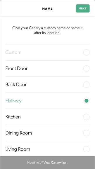Экран выбора имени камеры или ввода своего имени