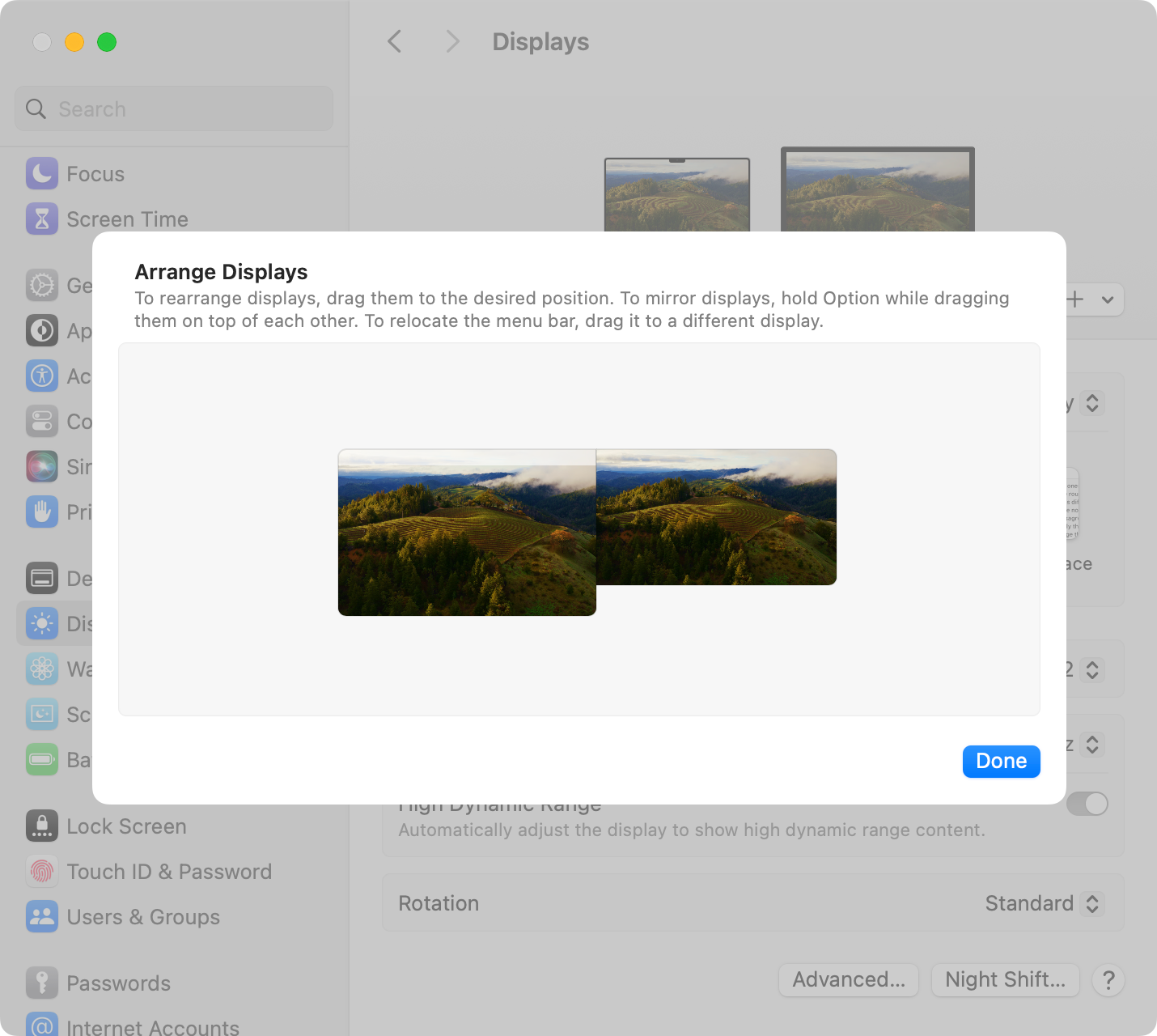 Arrange your displays using the 
