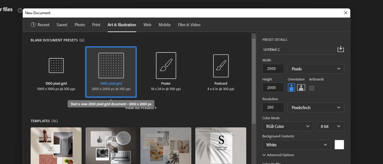 выбор 2000 px grid