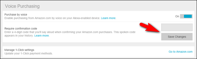 Ввод PIN для голосовых покупок в приложении Alexa