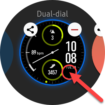 Нажмите и удерживайте циферблат, чтобы открыть выбор