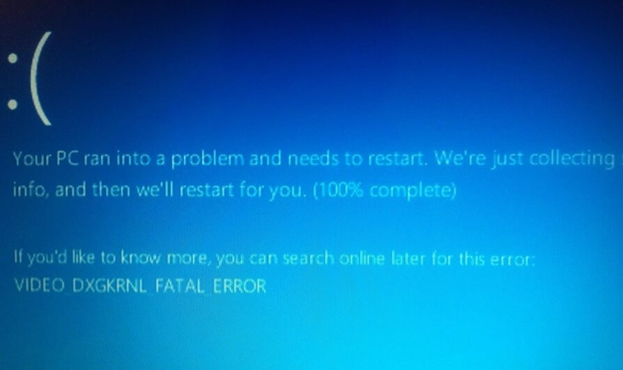Illustration d'un écran bleu Video_Dxgkrnl_Fatal_Error avec informations système