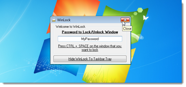 Закрытие основного окна WinLock