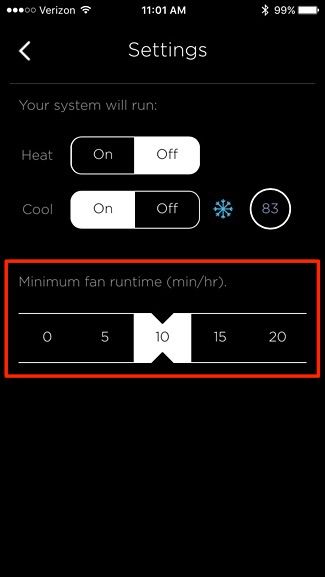 Настройка минимального времени работы вентилятора