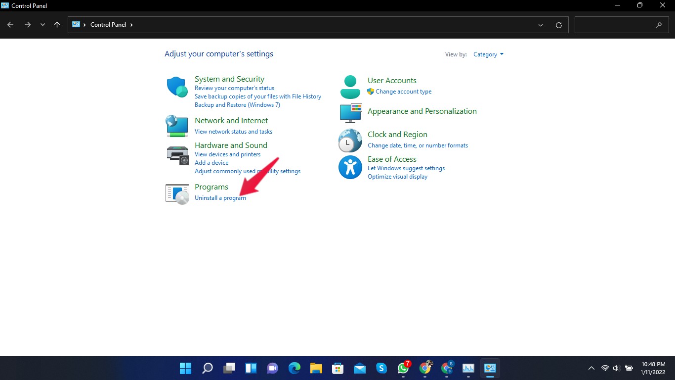 Panel de control - Desinstalar un programa