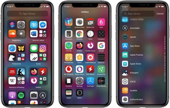 Illustration d un dossier d applications iPhone montrant plusieurs pages