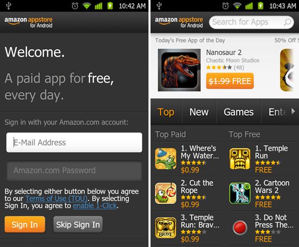 Интерфейс Amazon Appstore после установки