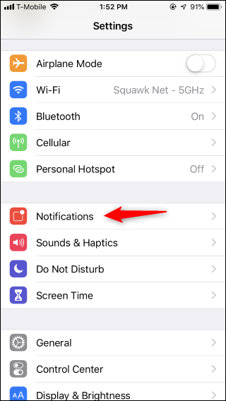 Список приложений в Настройках для выбора приложения