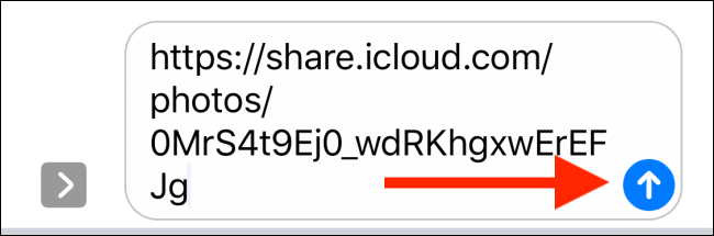 Вставка и отправка скопированной iCloud ссылки в сообщении
