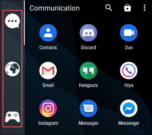 Категории в Smart Drawer слева экрана
