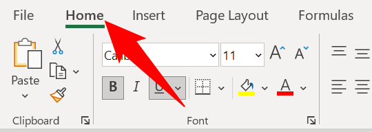 Выберите вкладку Home вверху
